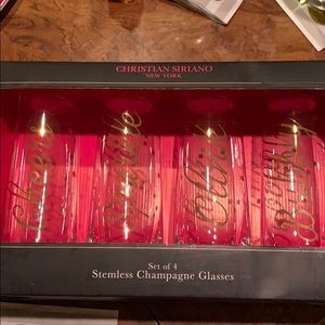 4 stemless champagne flutes